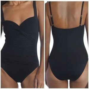 La Blanca By Rod Beattie Black Island Goddess Twist Bra One Piece Swimsuit
